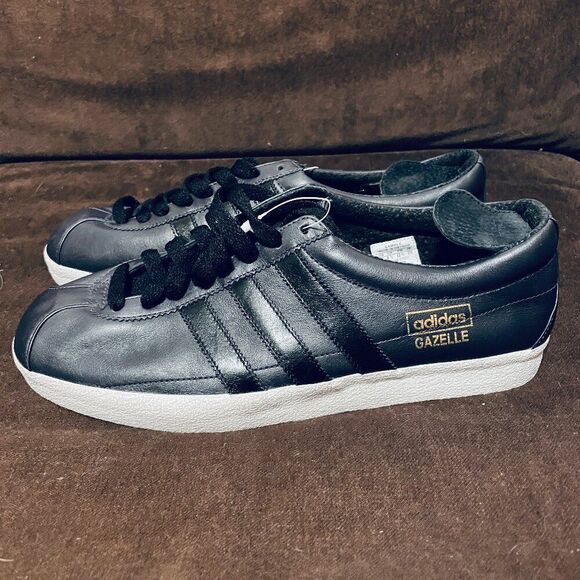 RARE 2007 Adidas Originals Gazelle Vintage Trainer Sample - Size 9 Black Leather - Picture 3 of 12